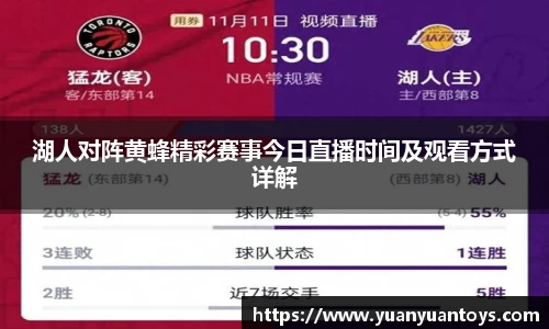 湖人对阵黄蜂精彩赛事今日直播时间及观看方式详解